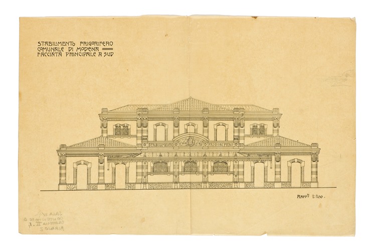 Frigorifero Comunale- Prospetto principale del progetto originale- 1906